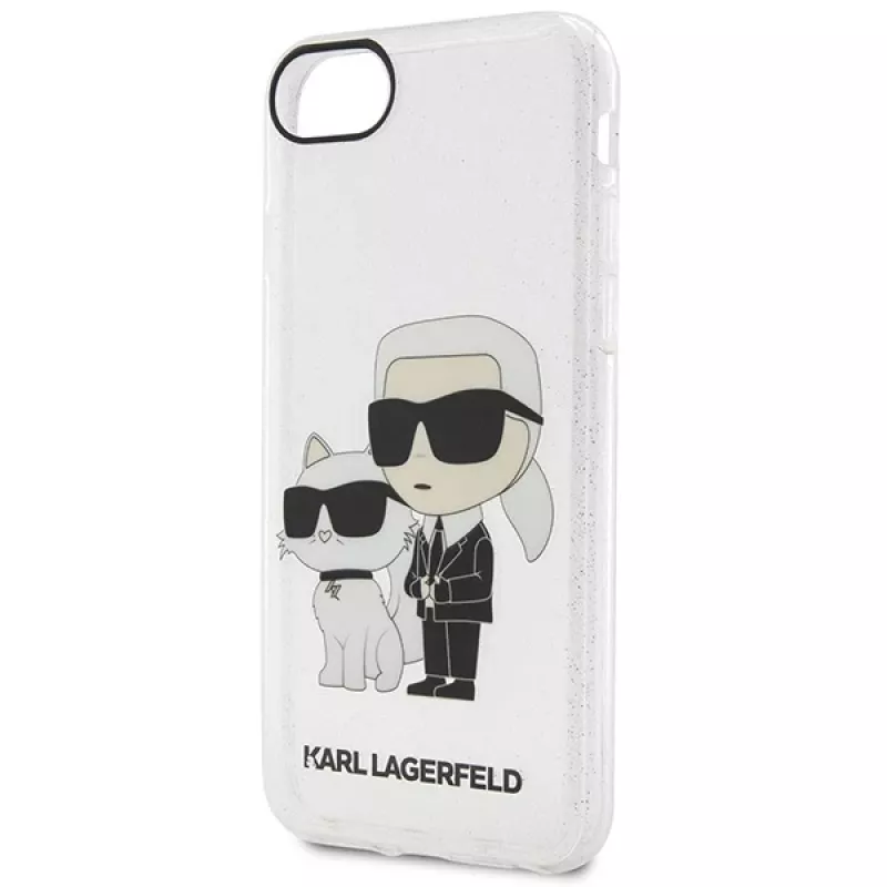 Karl Lagerfeld KLHCI8HNKCTGT Funda rígida transparente Glitter Karl & Choupette para iPhone 7/8/SE 2020 / SE 2022