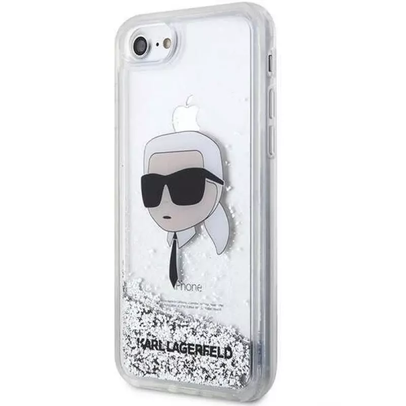 Karl Lagerfeld KLHCI8LNKHCH Funda rígida Glitter Karl Head para iPhone 7/8/SE 2020/SE 2022, plateada