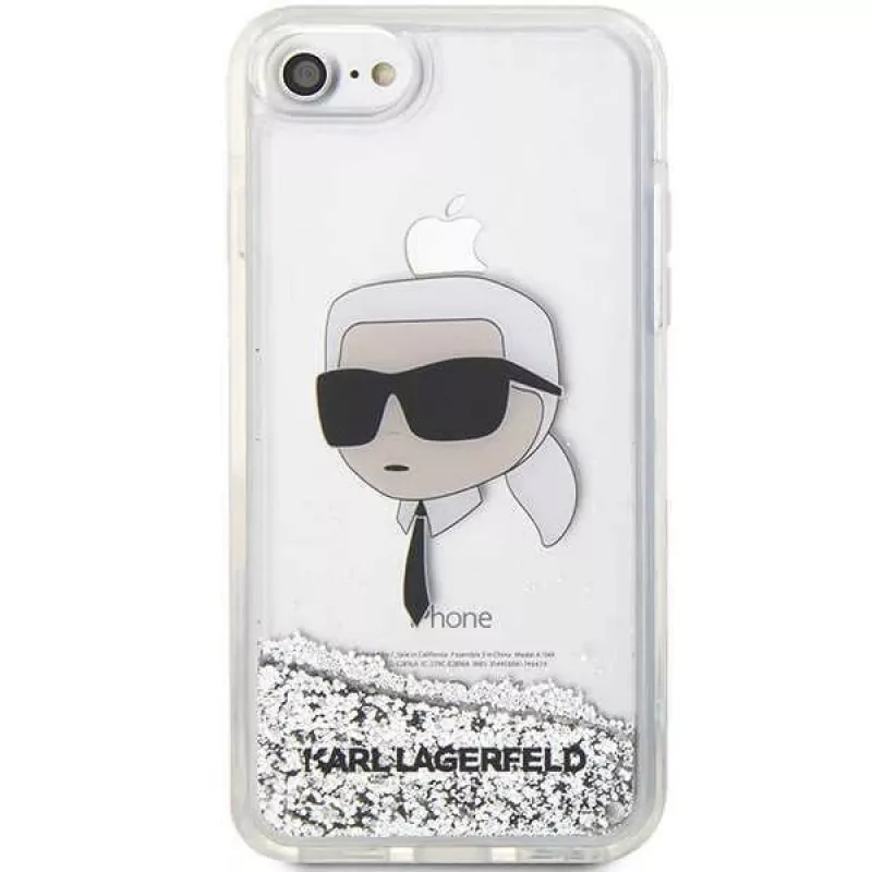 Karl Lagerfeld KLHCI8LNKHCH Funda rígida Glitter Karl Head para iPhone 7/8/SE 2020/SE 2022, plateada
