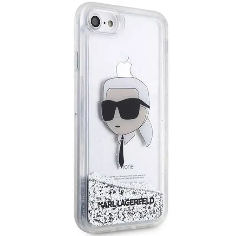 Karl Lagerfeld KLHCI8LNKHCH Funda rígida Glitter Karl Head para iPhone 7/8/SE 2020/SE 2022, plateada