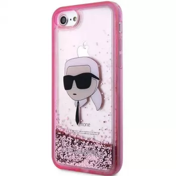 Karl Lagerfeld KLHCI8LNKHCP Funda rígida Glitter Karl Head para iPhone 7/8/SE 2020/SE 2022, rosa