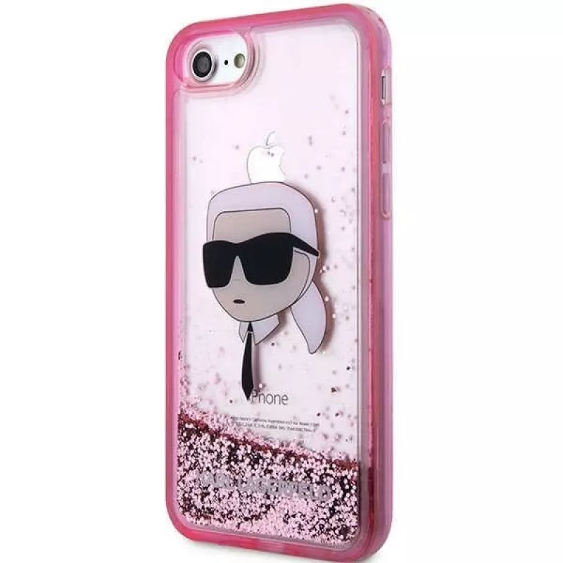 Karl Lagerfeld KLHCI8LNKHCP Funda rígida Glitter Karl Head para iPhone 7/8/SE 2020/SE 2022, rosa