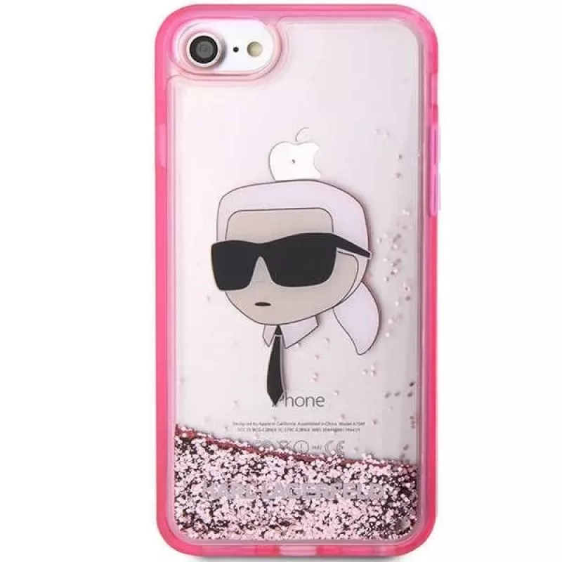 Karl Lagerfeld KLHCI8LNKHCP Funda rígida Glitter Karl Head para iPhone 7/8/SE 2020/SE 2022, rosa