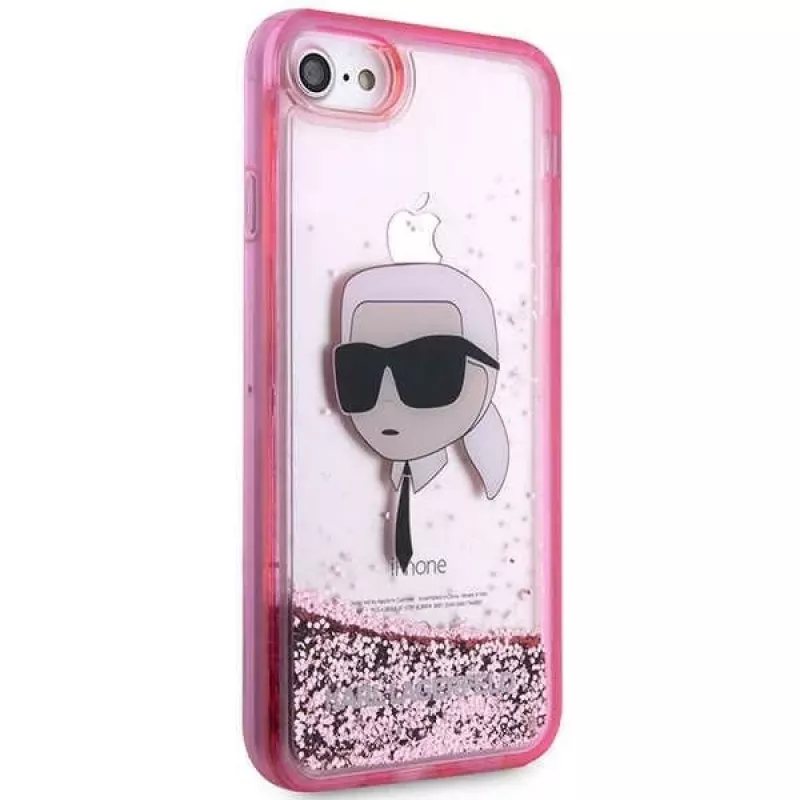 Karl Lagerfeld KLHCI8LNKHCP Funda rígida Glitter Karl Head para iPhone 7/8/SE 2020/SE 2022, rosa