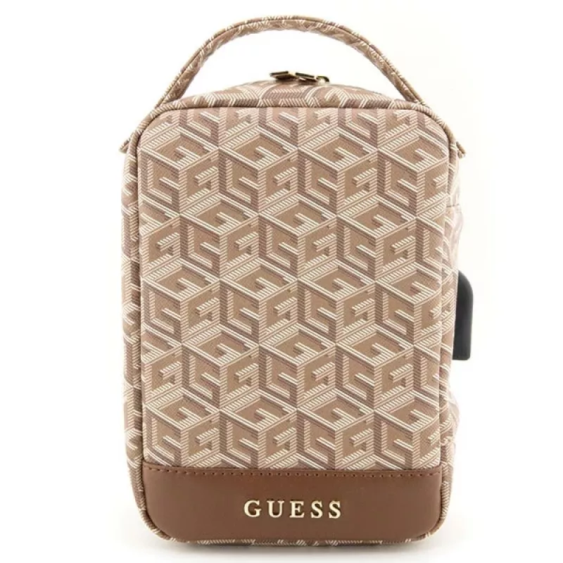 Guess GUHBHGCFSEW Bolso organizador Marrón GCube Stripe