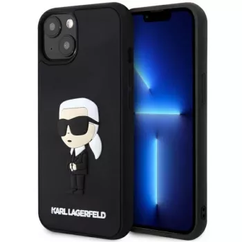Karl Lagerfeld KLHCP14M3DRKINK Funda rígida de goma Ikonik 3D para iPhone 14 Plus / 15 Plus 6.7 Negra