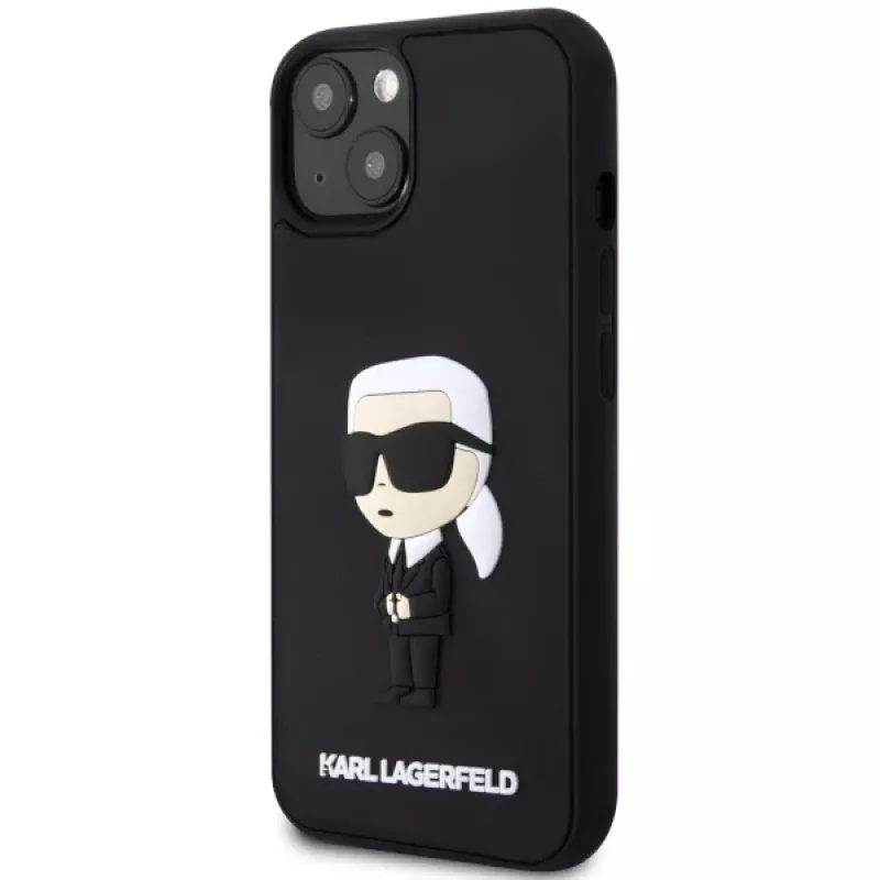 Karl Lagerfeld KLHCP14M3DRKINK Funda rígida de goma Ikonik 3D para iPhone 14 Plus / 15 Plus 6.7 Negra