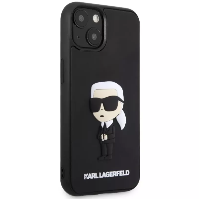 Karl Lagerfeld KLHCP14M3DRKINK Funda rígida de goma Ikonik 3D para iPhone 14 Plus / 15 Plus 6.7 Negra
