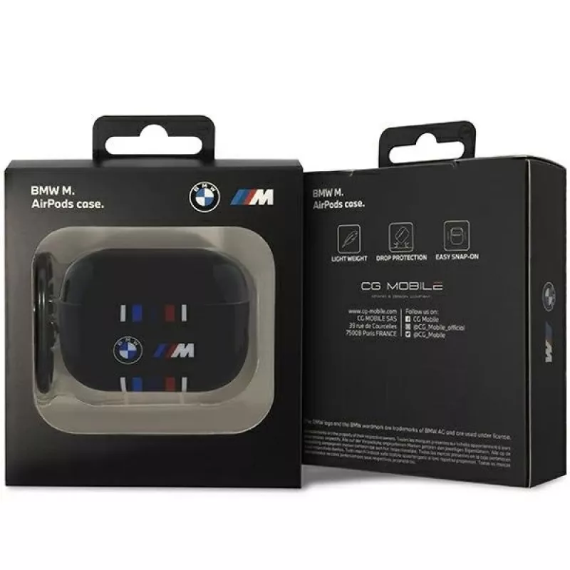 BMW funda protectora para AirPods Pro 2.ª generación, negra, con diseño M-Stripe