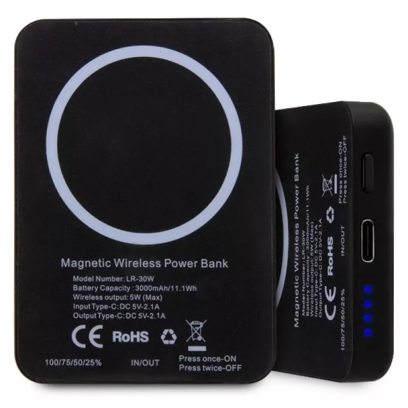 Karl Lagerfeld Ikonik Batería externa inalámbrica MagSafe 3000mAh Negra