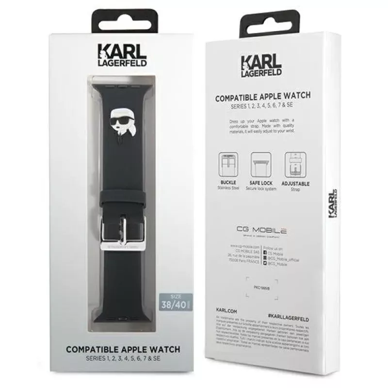Karl Lagerfeld Pulsera 3D Rubber Karl Head para Apple Watch 38/40/41mm Negra