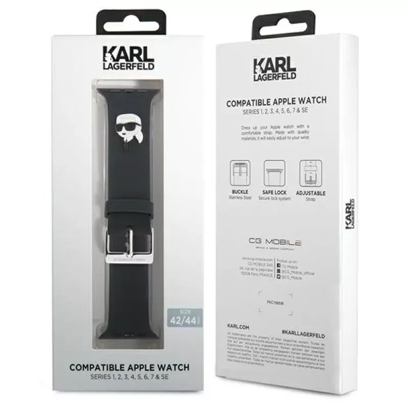 Karl Lagerfeld Correa 3D Rubber Karl Head para Apple Watch 42/44/45/49mm Negra