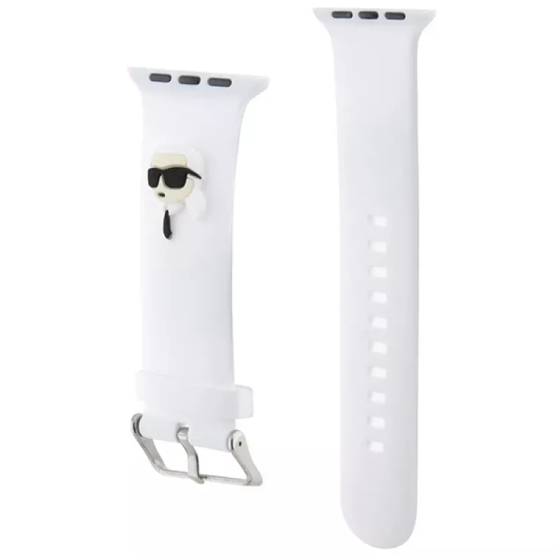 Karl Lagerfeld Pulsera 3D Rubber Karl Head para Apple Watch 42/44/45/49mm Blanca