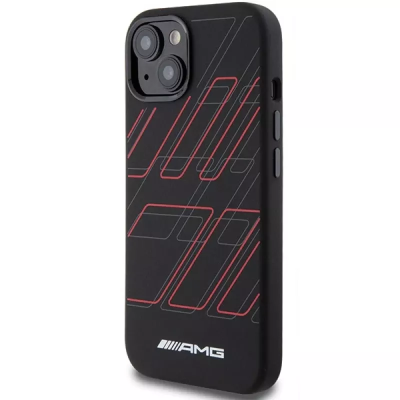 AMG AMHMP15S23SSPK Funda rígida de silicona con gran patrón de rombos MagSafe para iPhone 15/14/13 6.1 Negra