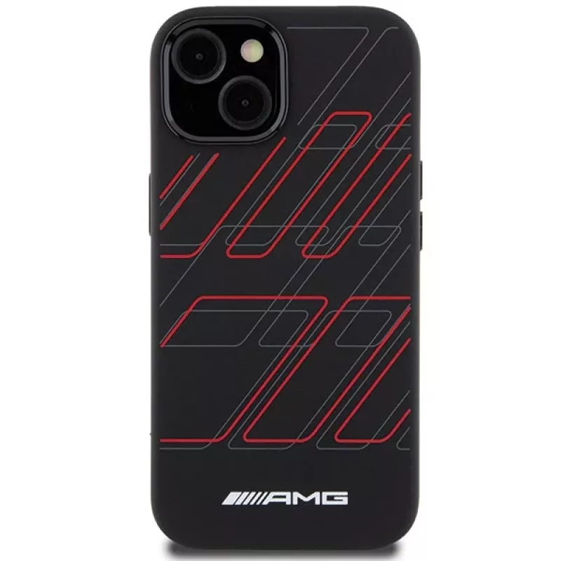 AMG AMHMP15S23SSPK Funda rígida de silicona con gran patrón de rombos MagSafe para iPhone 15/14/13 6.1 Negra