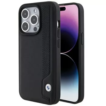 BMW BMHCP15X22RBDK Funda rígida de piel Blue Dots para iPhone 15 Pro Max 6,7