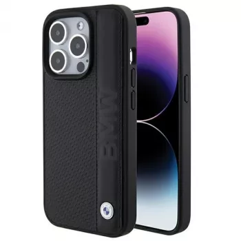 BMW BMHCP15L22RDPK Funda rígida de piel para iPhone 15 Pro 6,1