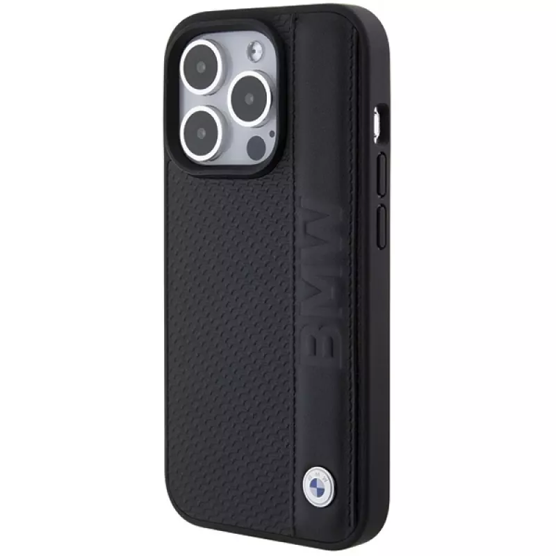 BMW BMHCP15L22RDPK Funda rígida de piel para iPhone 15 Pro 6,1