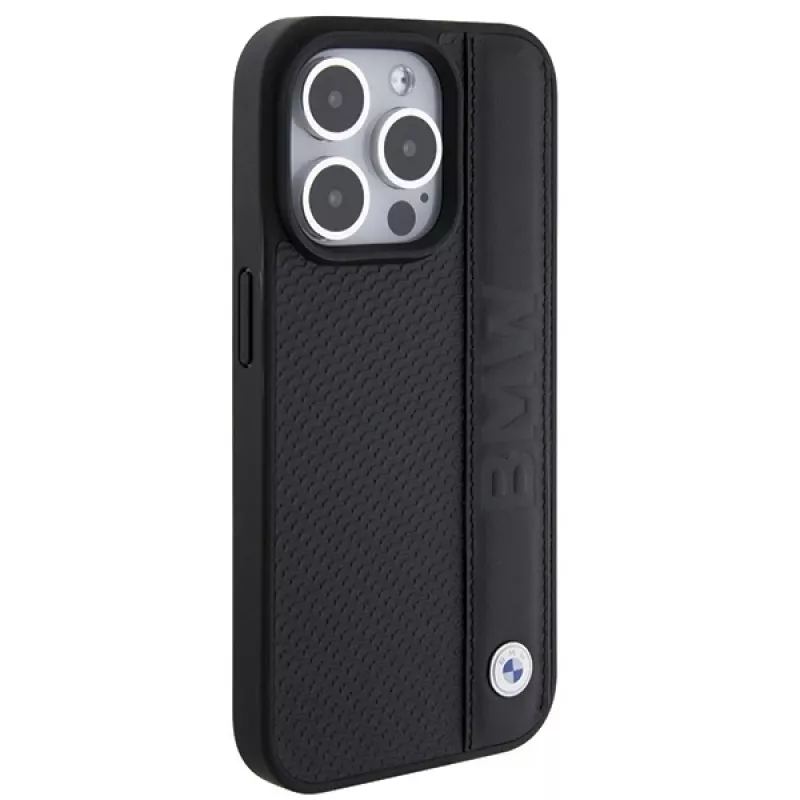 BMW BMHCP15L22RDPK Funda rígida de piel para iPhone 15 Pro 6,1