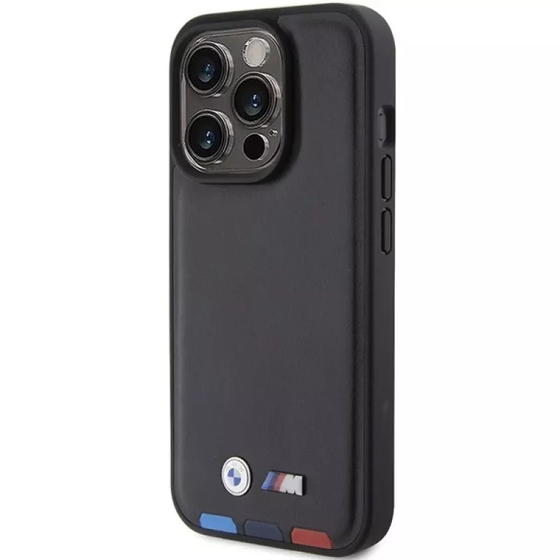 BMW Funda Leather Stamp Tricolor para iPhone 15 Pro 6,1