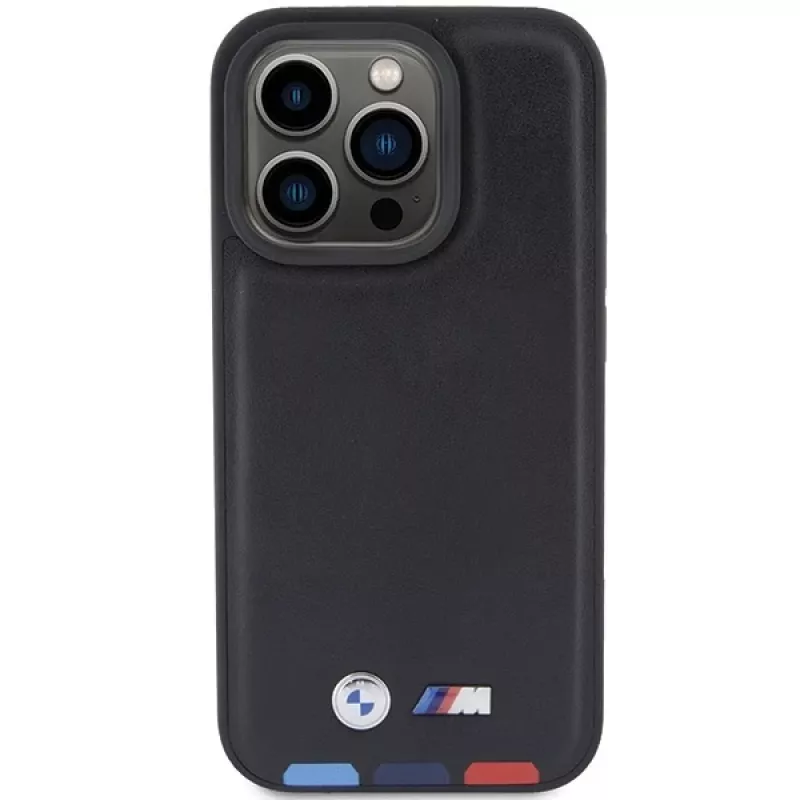 BMW Funda Leather Stamp Tricolor para iPhone 15 Pro 6,1