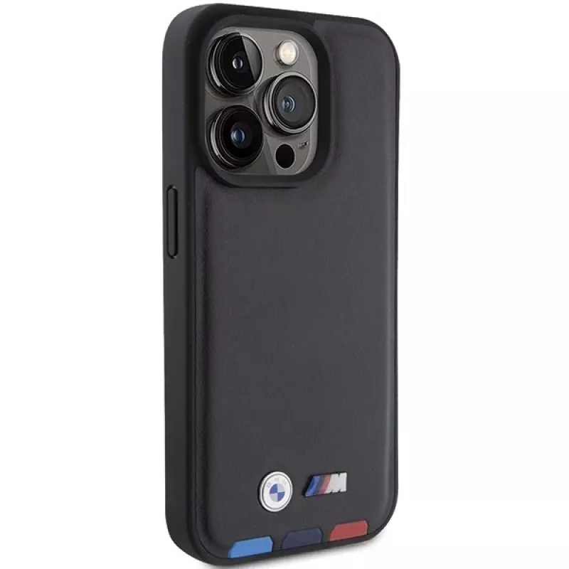BMW Funda Leather Stamp Tricolor para iPhone 15 Pro 6,1