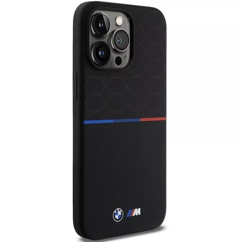 BMW M Funda rígida de silicona Pattern MagSafe para iPhone 15 Pro Max 6,7