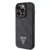 GUESS Funda PU 4G Strass Triangle Metal + correa para iPhone 15 Pro Negra