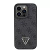GUESS Funda PU 4G Strass Triangle Metal + correa para iPhone 15 Pro Negra