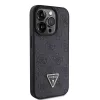 GUESS Funda PU 4G Strass Triangle Metal + correa para iPhone 15 Pro Negra