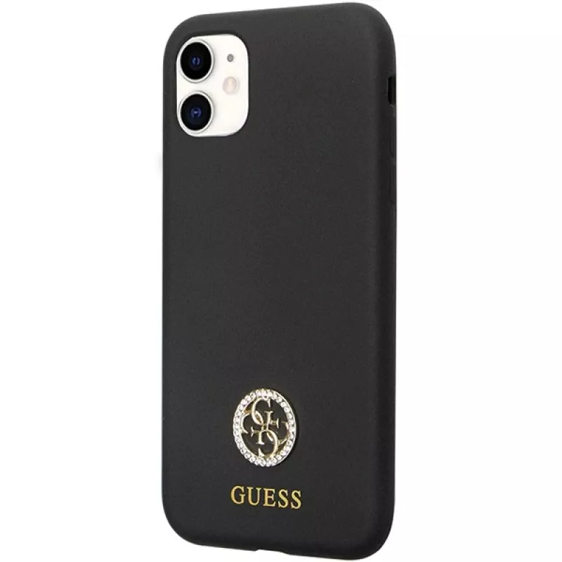 Guess GUHCN614DGPK Funda rígida de silicona Logo Strass 4G Funda trasera para Apple iPhone 11 / Xr 6,1