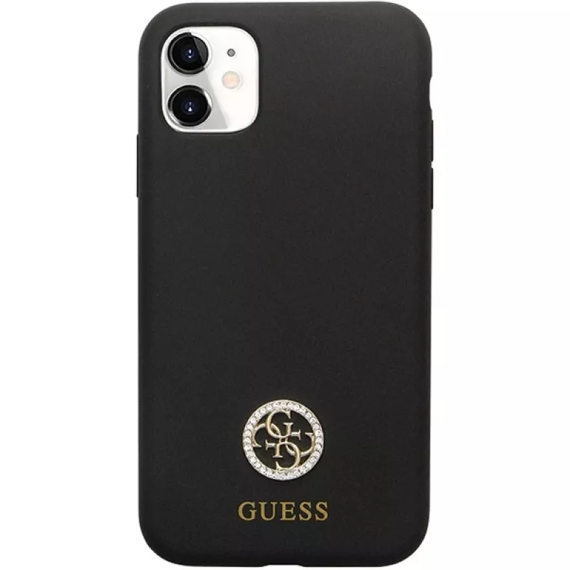 Guess GUHCN614DGPK Funda rígida de silicona Logo Strass 4G Funda trasera para Apple iPhone 11 / Xr 6,1