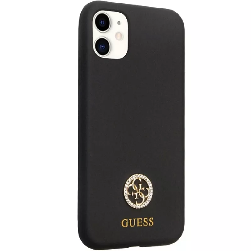 Guess GUHCN614DGPK Funda rígida de silicona Logo Strass 4G Funda trasera para Apple iPhone 11 / Xr 6,1