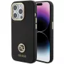 Guess GUHCP15LM4DGPK Funda rígida de silicona para iPhone 15 Pro 6.1 Negra Logo Strass 4G