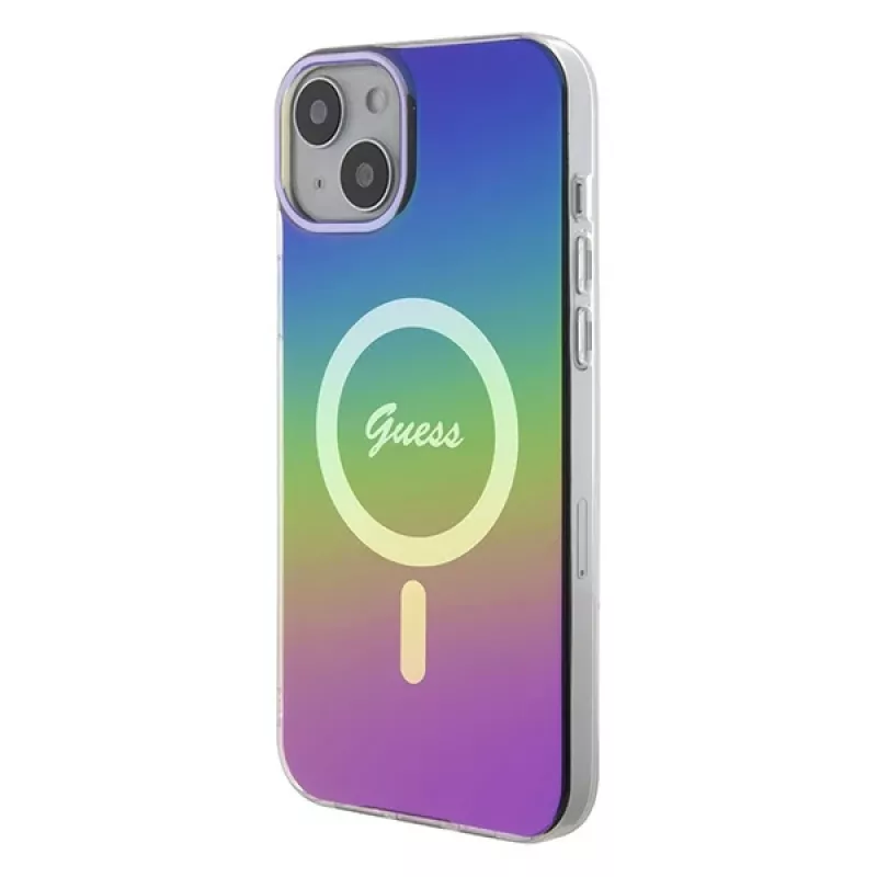 Guess Funda trasera IML Iridescent MagSafe para Apple iPhone 15 Plus, Multicolor