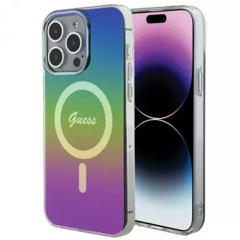 Guess Funda IML Iridescent MagSafe para iPhone 15 Pro Max (Multicolor)