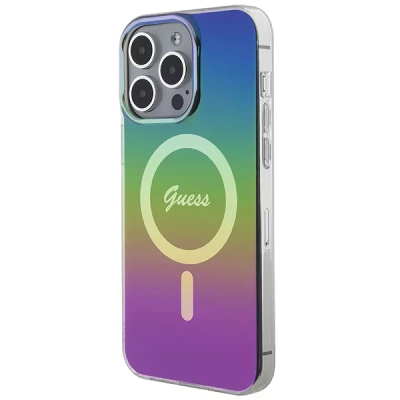 Guess Funda IML Iridescent MagSafe para iPhone 15 Pro Max (Multicolor)