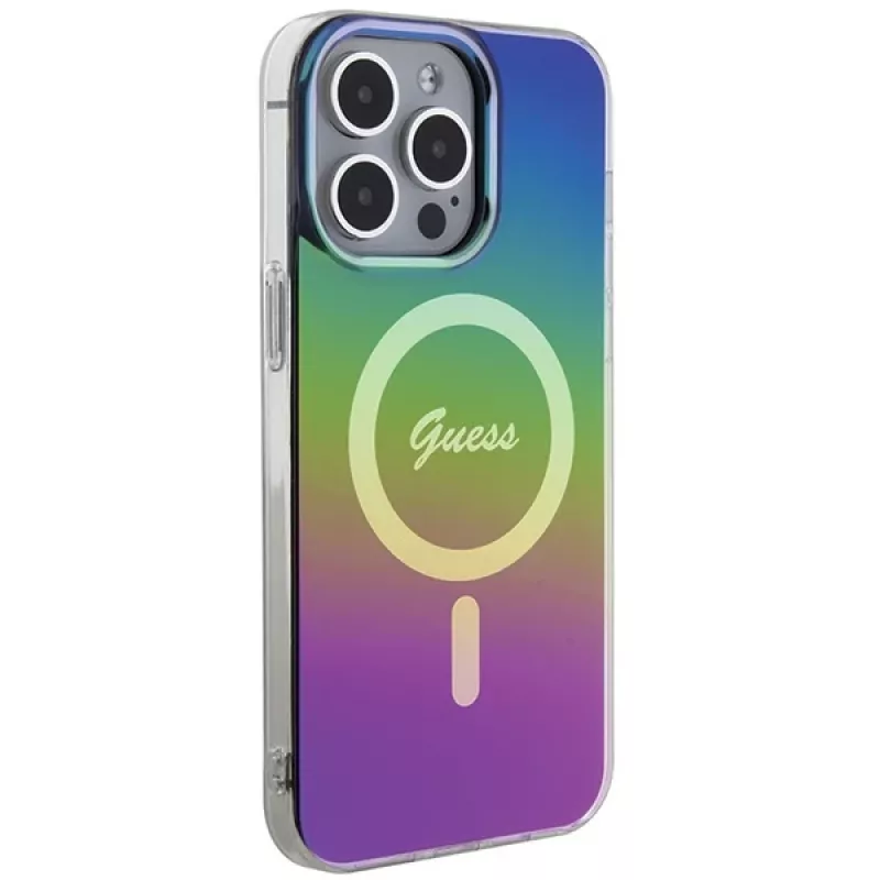 Guess Funda IML Iridescent MagSafe para iPhone 15 Pro Max (Multicolor)