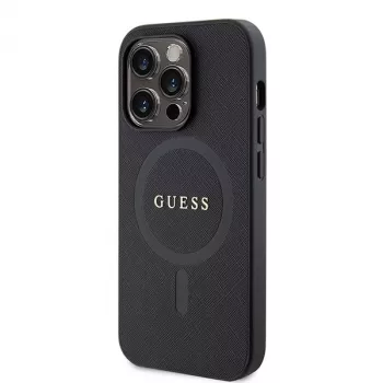 GUESS Funda MagSafe Saffiano PU para iPhone 15 Pro Negro