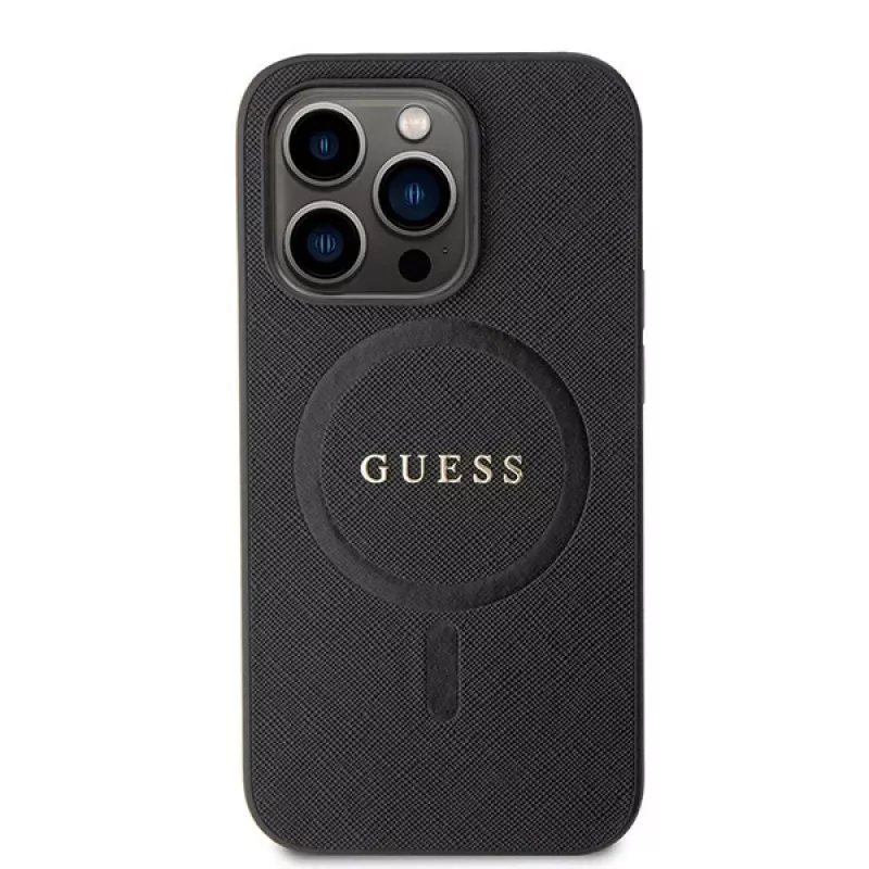 GUESS Funda MagSafe Saffiano PU para iPhone 15 Pro Negro