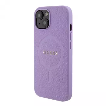 Guess GUHMP15MPSAHMCU Funda rígida MagSafe Saffiano para iPhone 15 Plus / 14 Plus 6,7 inch - Lila