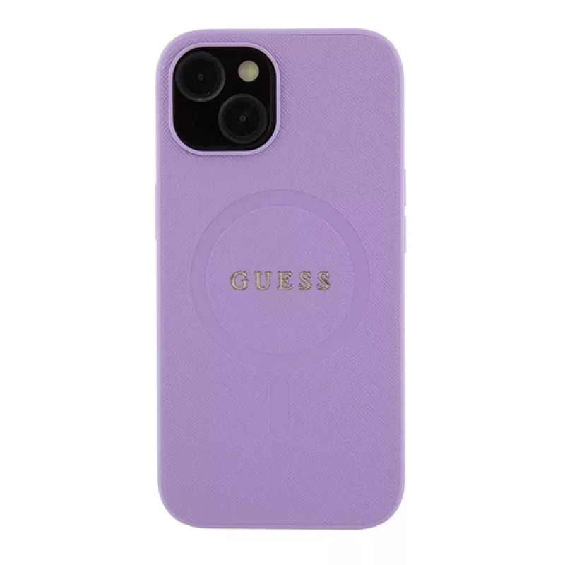 Guess GUHMP15MPSAHMCU Funda rígida MagSafe Saffiano para iPhone 15 Plus / 14 Plus 6,7