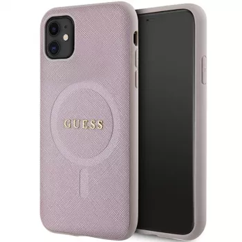 Guess GUHMN61PSAHMCP Funda rígida Saffiano MagSafe para iPhone 11 / Xr 6.1 Rosa