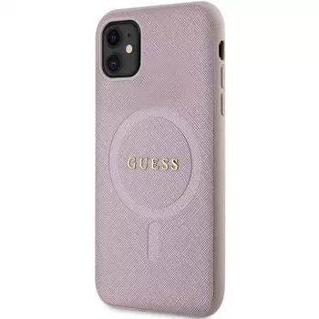 Guess GUHMN61PSAHMCP Funda rígida Saffiano MagSafe para iPhone 11 / Xr 6.1 Rosa