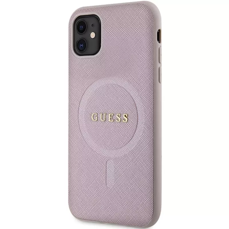 Guess GUHMN61PSAHMCP Funda rígida Saffiano MagSafe para iPhone 11 / Xr 6.1 Rosa