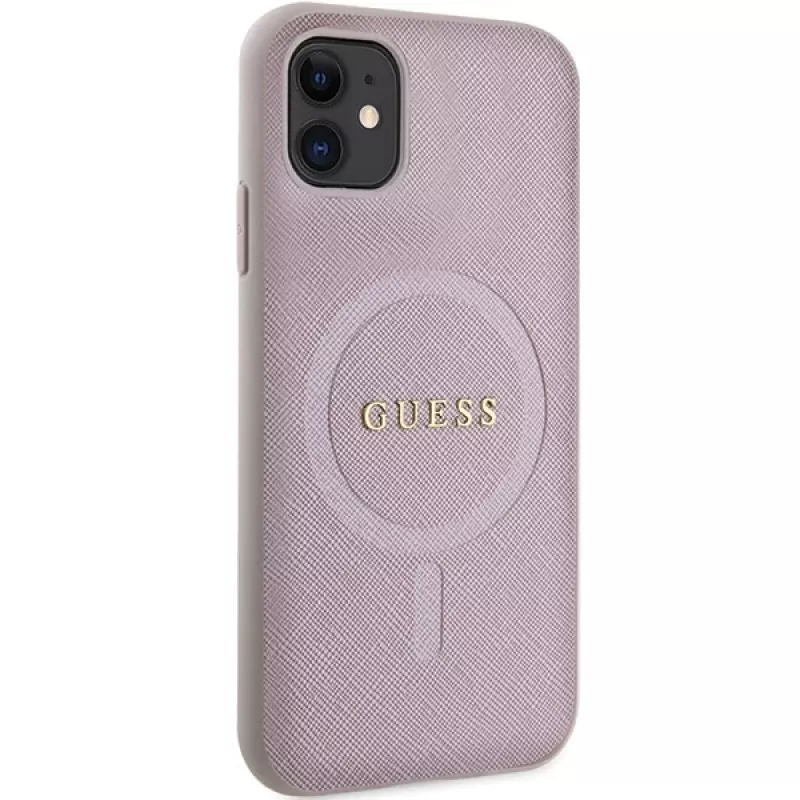 Guess GUHMN61PSAHMCP Funda rígida Saffiano MagSafe para iPhone 11 / Xr 6.1 Rosa
