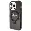 Guess Colección Script Glitter Funda rígida Ring Stand MagSafe para iPhone 13 Pro / 13 6.1 Negra
