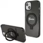 Guess GUHMP14SHRSGSK iPhone 14 / 15 / 13 6,1 inch Funda rígida negra Ring Stand Script Glitter MagSafe