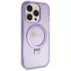 Guess GUHMP14LHRSGSU iPhone 14 Pro 6.1 Funda rígida Ring Stand Script Glitter MagSafe Morada