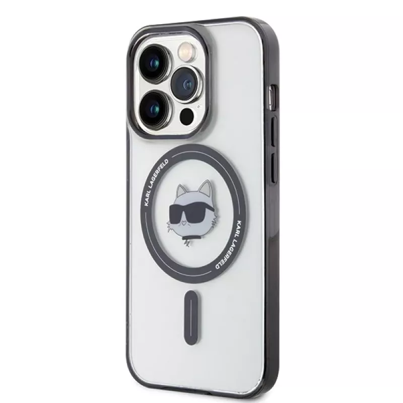 Karl Lagerfeld KLHMP15LHCHNOTK iPhone 15 Pro 6,1 inch Funda rígida transparente IML Choupette Head MagSafe